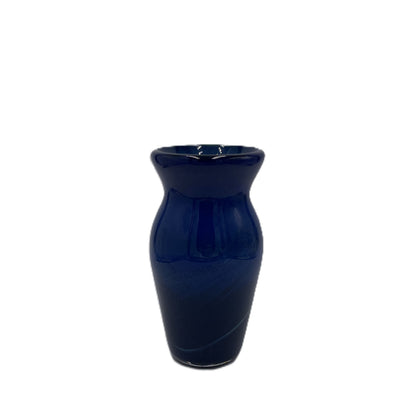 Blue glass vase on a white background
