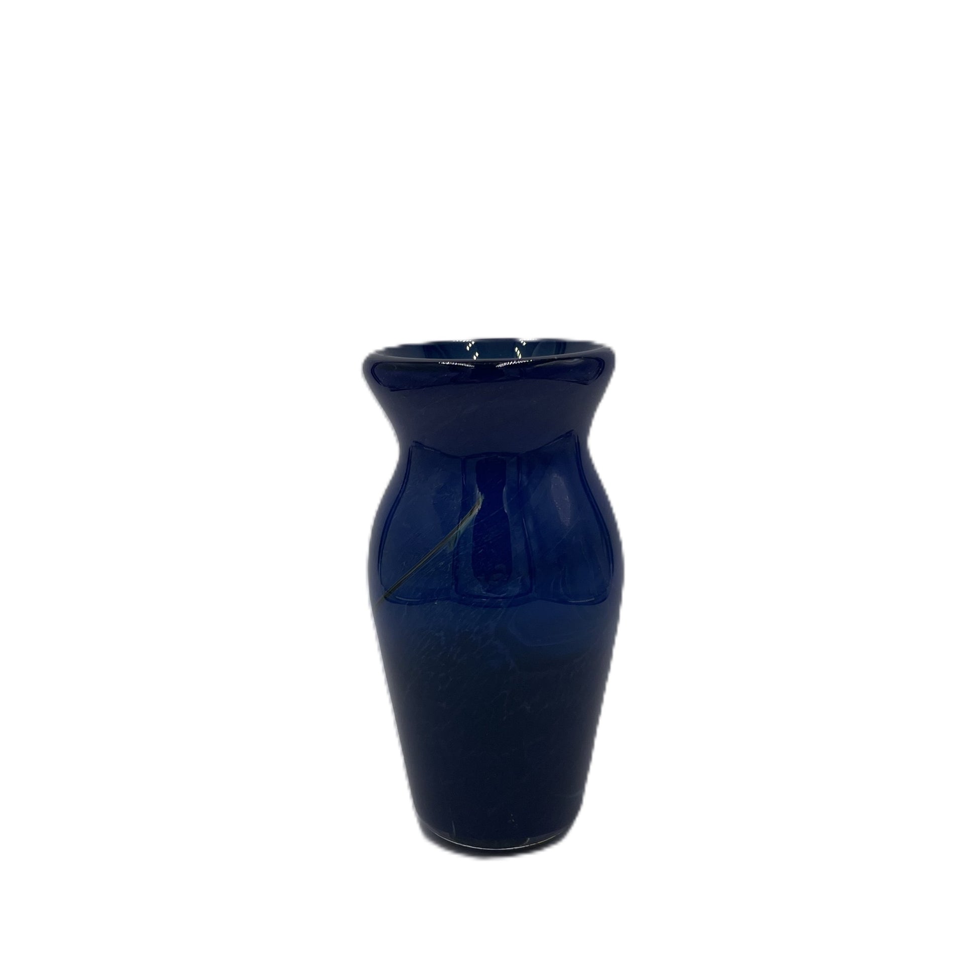 Blue glass vase on a white background