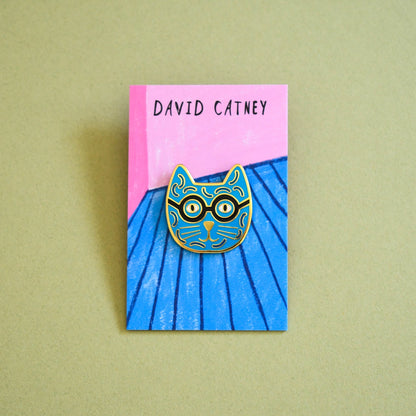 David Catney Enamel Cat Artist Pin