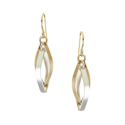 Interlocking Pointed Ribbon Hoops Wire Earrings