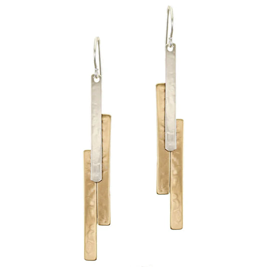 Long Layered Rectangles Wire Earrings