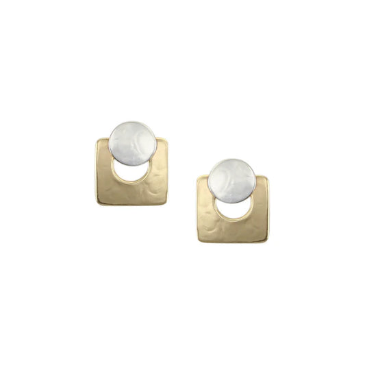 Small Disc with Cutout Square Post Earrings