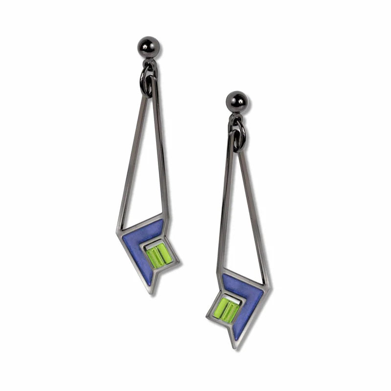 Green & Blue Art Glass Earrings