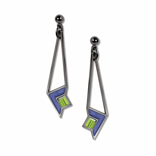 Green & Blue Art Glass Earrings
