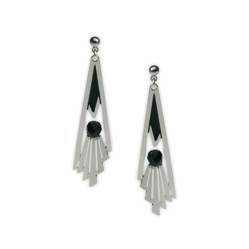 Art Deco Black Staircase Earrings