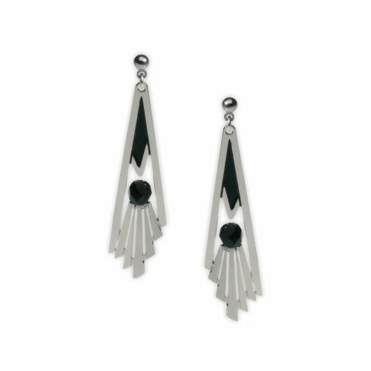Art Deco Black Staircase Earrings