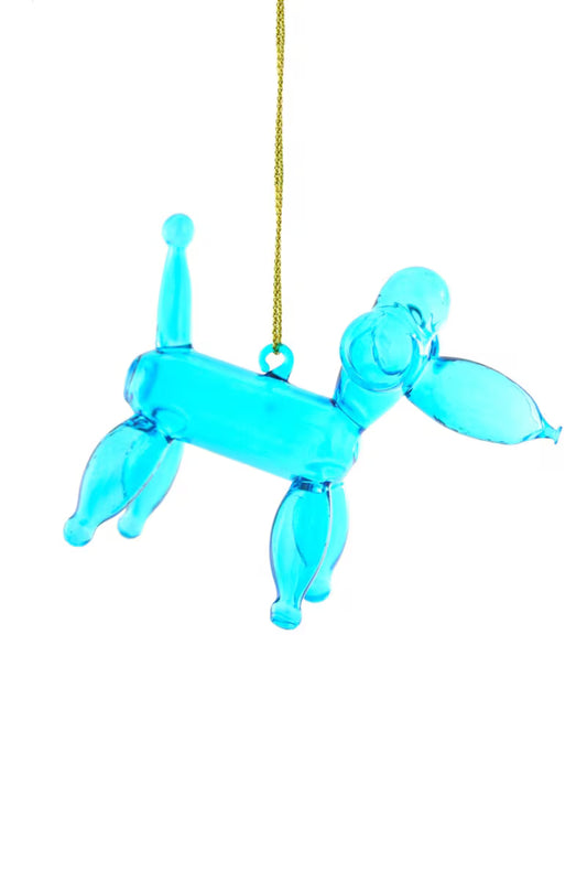 Blue Glass Balloon Poodle Ornament