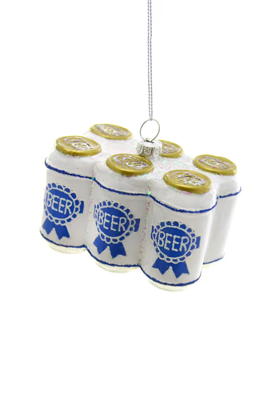 Six Pack Glass Ornament