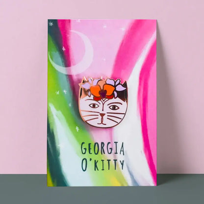 Georgia O'Kitty Enamel Cat Artist Pin