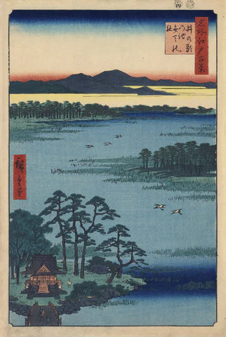 Hiroshige, Bird's-eye View of Inokashira Pond Print