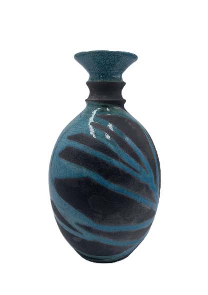 Medium Turquoise Raku Vase with Narrow Top 2 SB