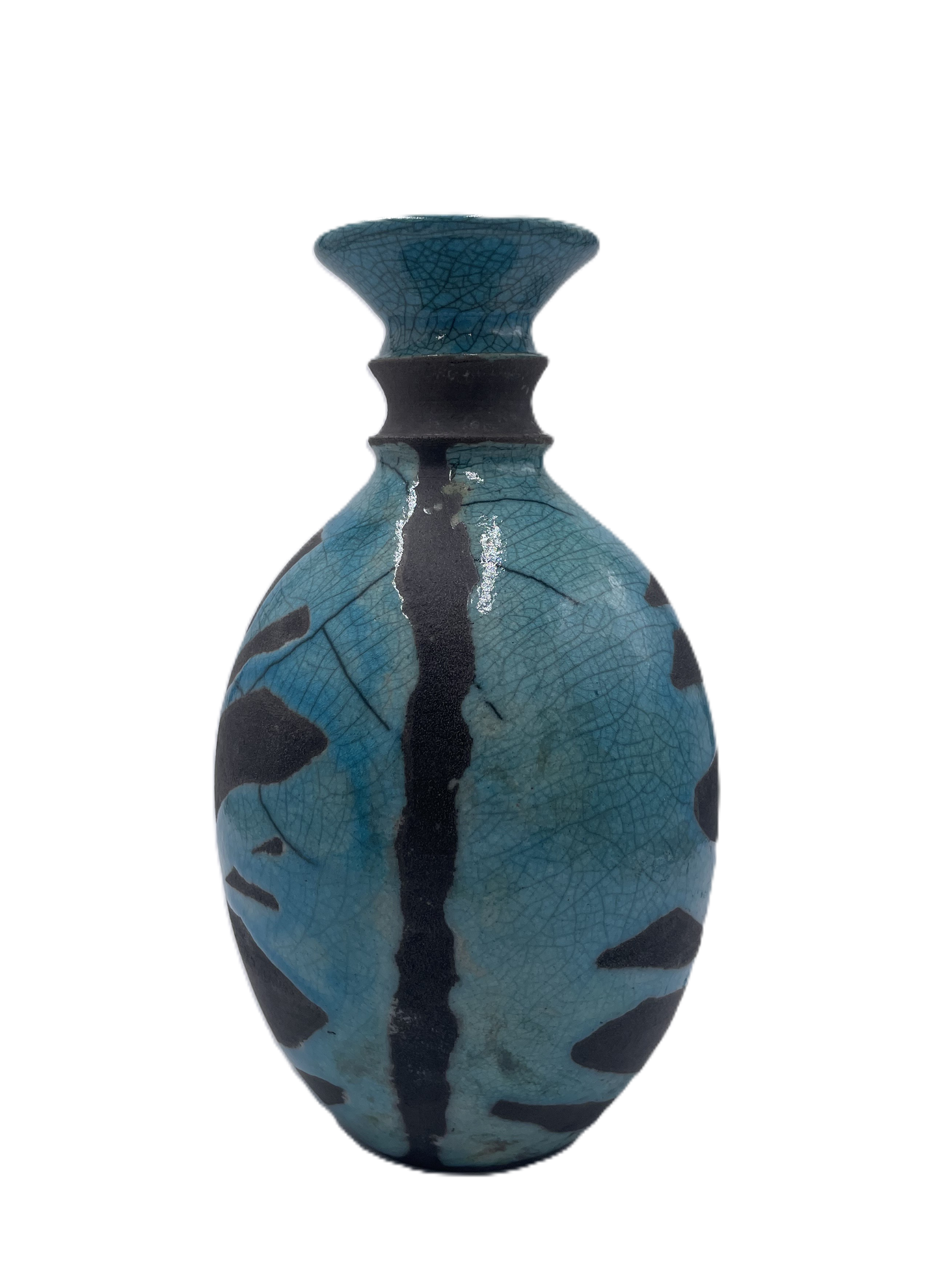 Medium Turquoise Raku Vase with Narrow Top 2 SB