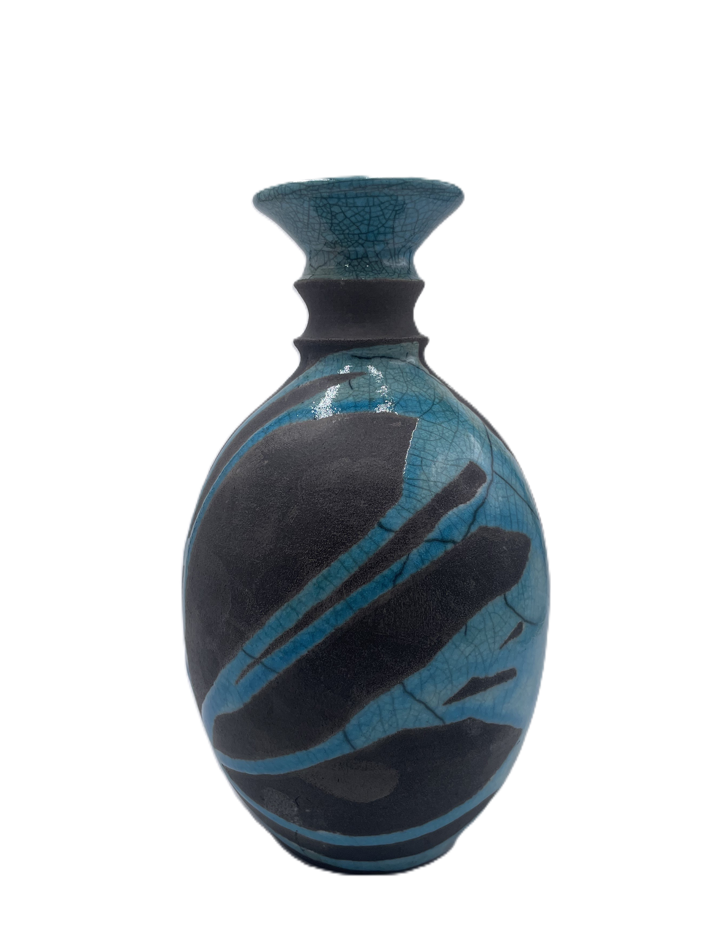 Medium Turquoise Raku Vase with Narrow Top 2 SB