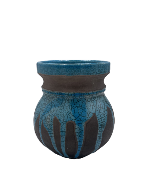 Small Turquoise Raku Vase SB