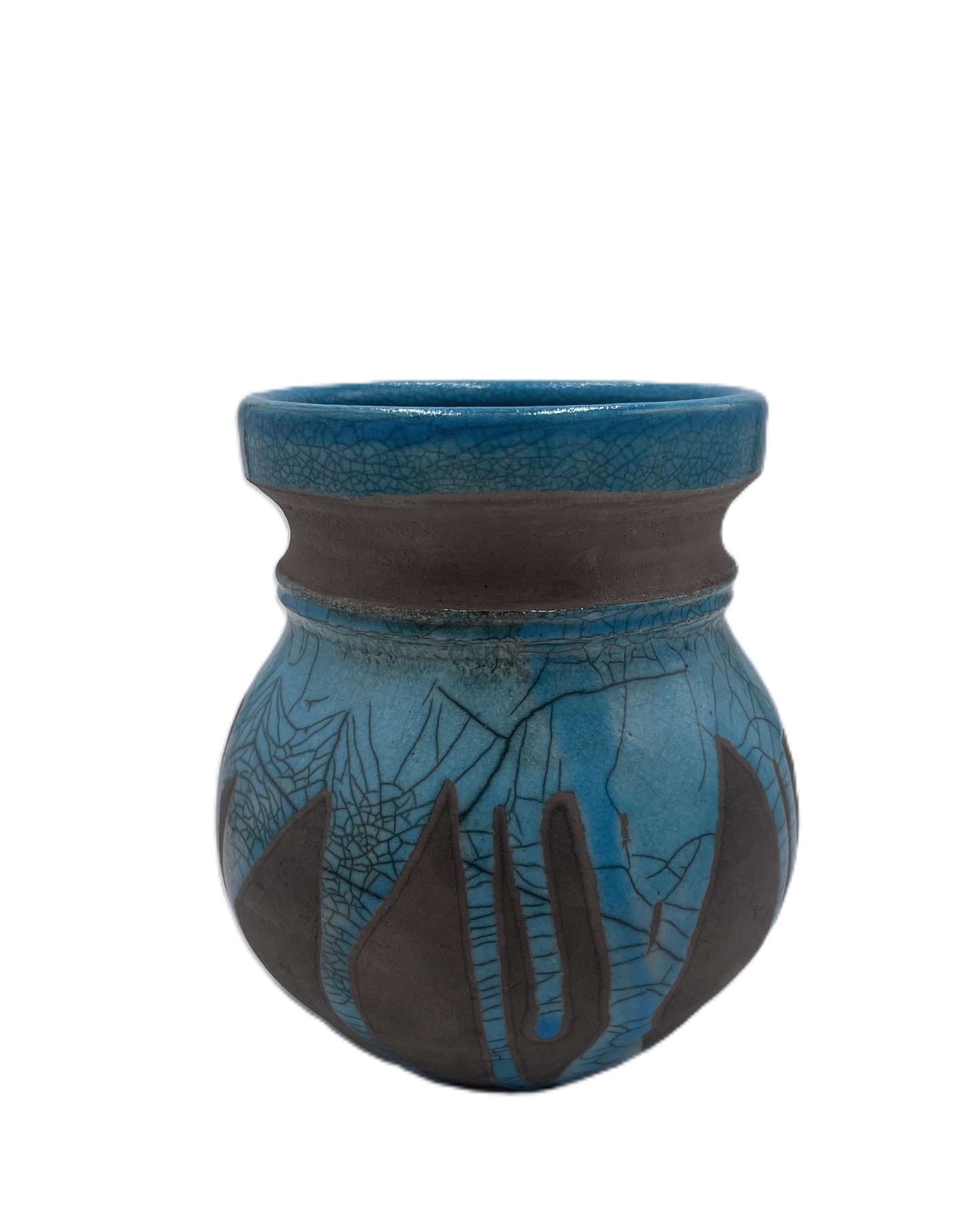 Small Turquoise Raku Vase SB