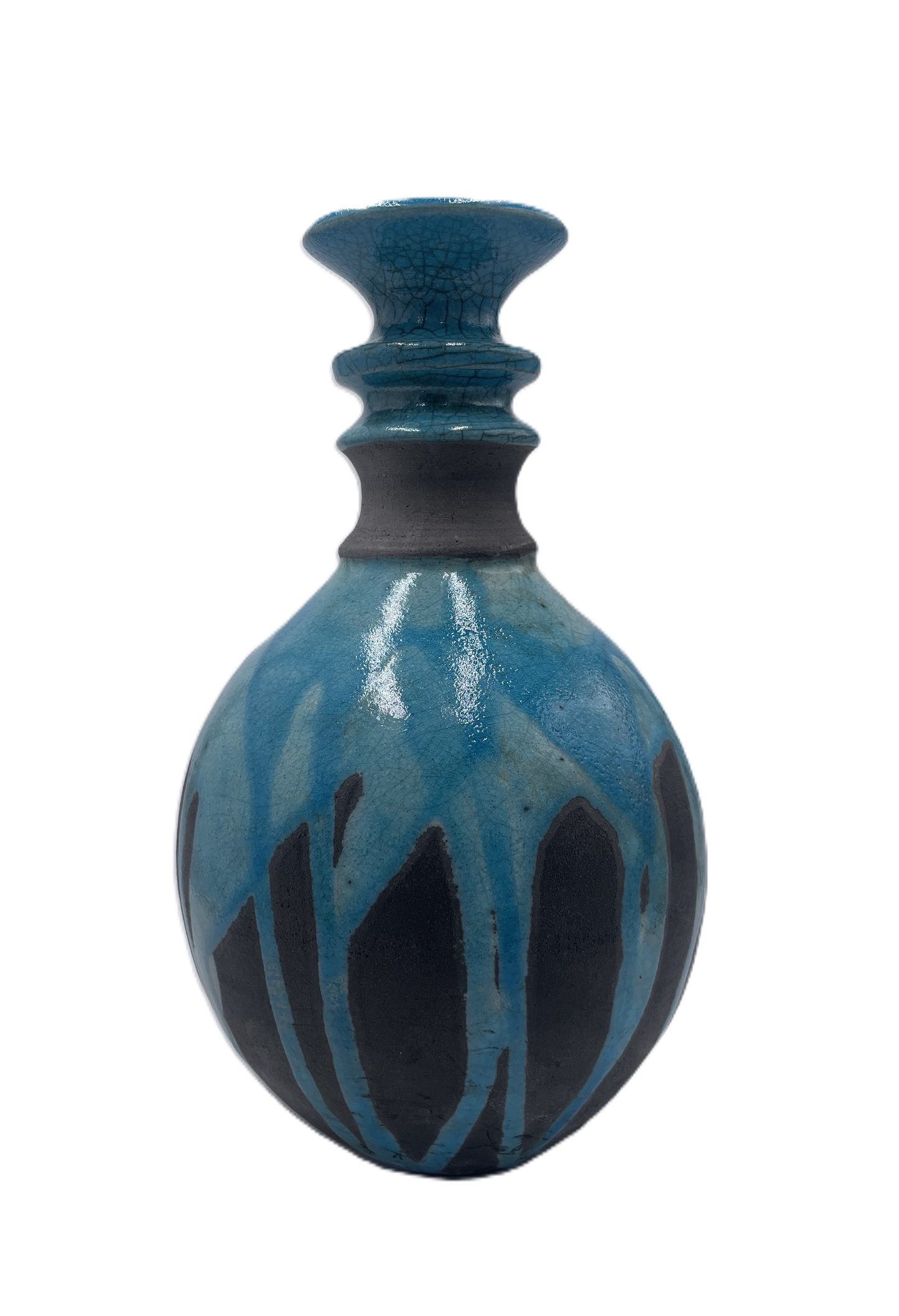 Medium Turquoise Raku Vase with Narrow Top SB