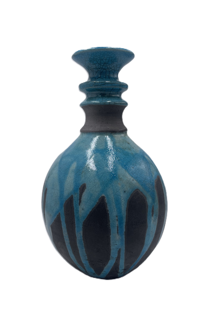 Medium Turquoise Raku Vase with Narrow Top SB