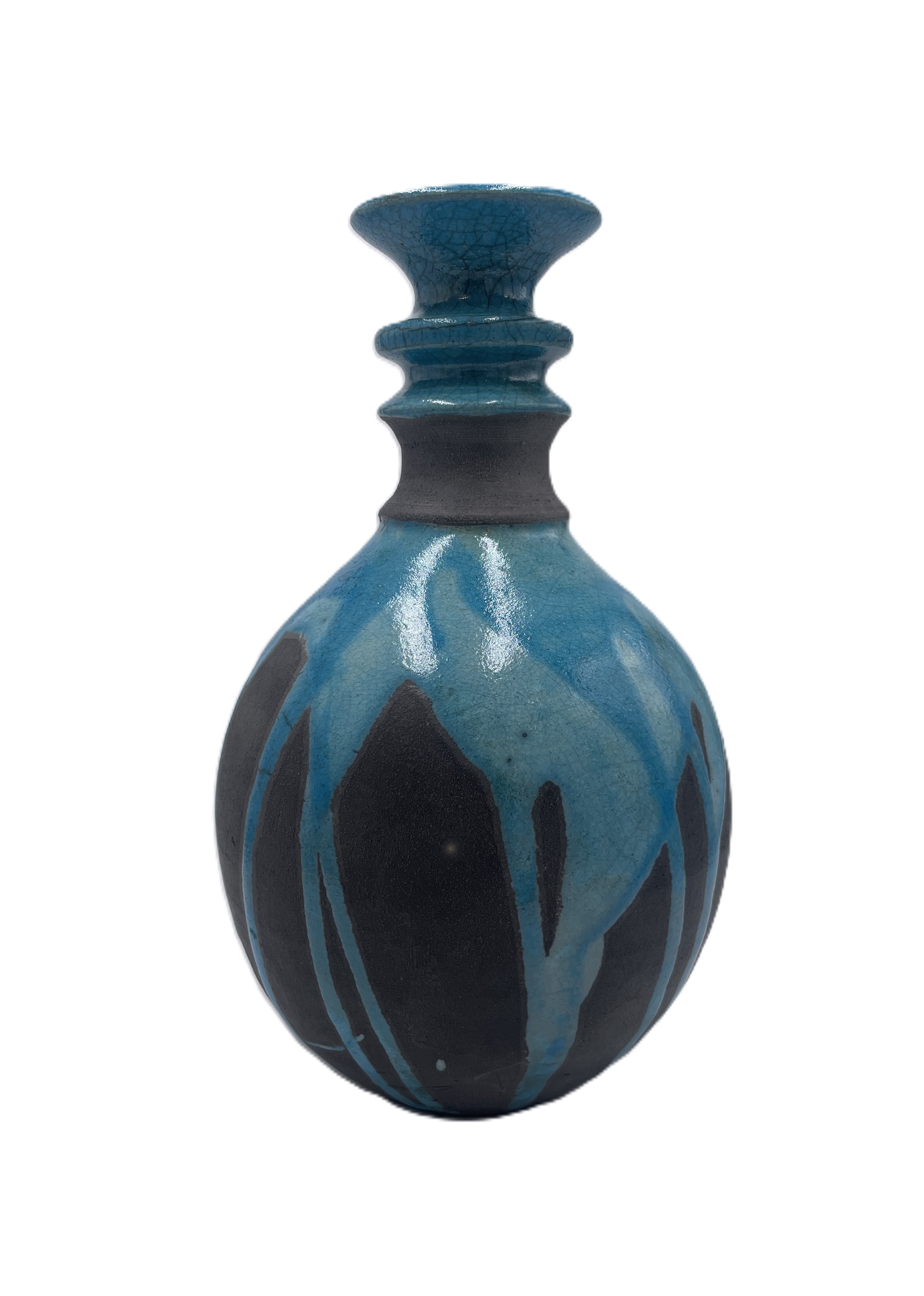 Medium Turquoise Raku Vase with Narrow Top SB