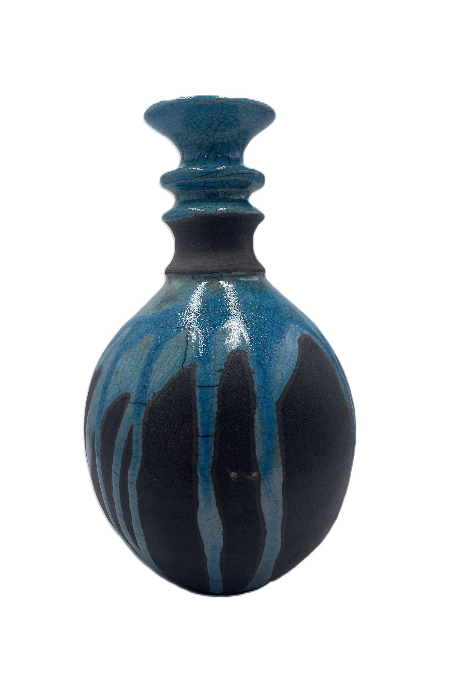 Medium Turquoise Raku Vase with Narrow Top SB