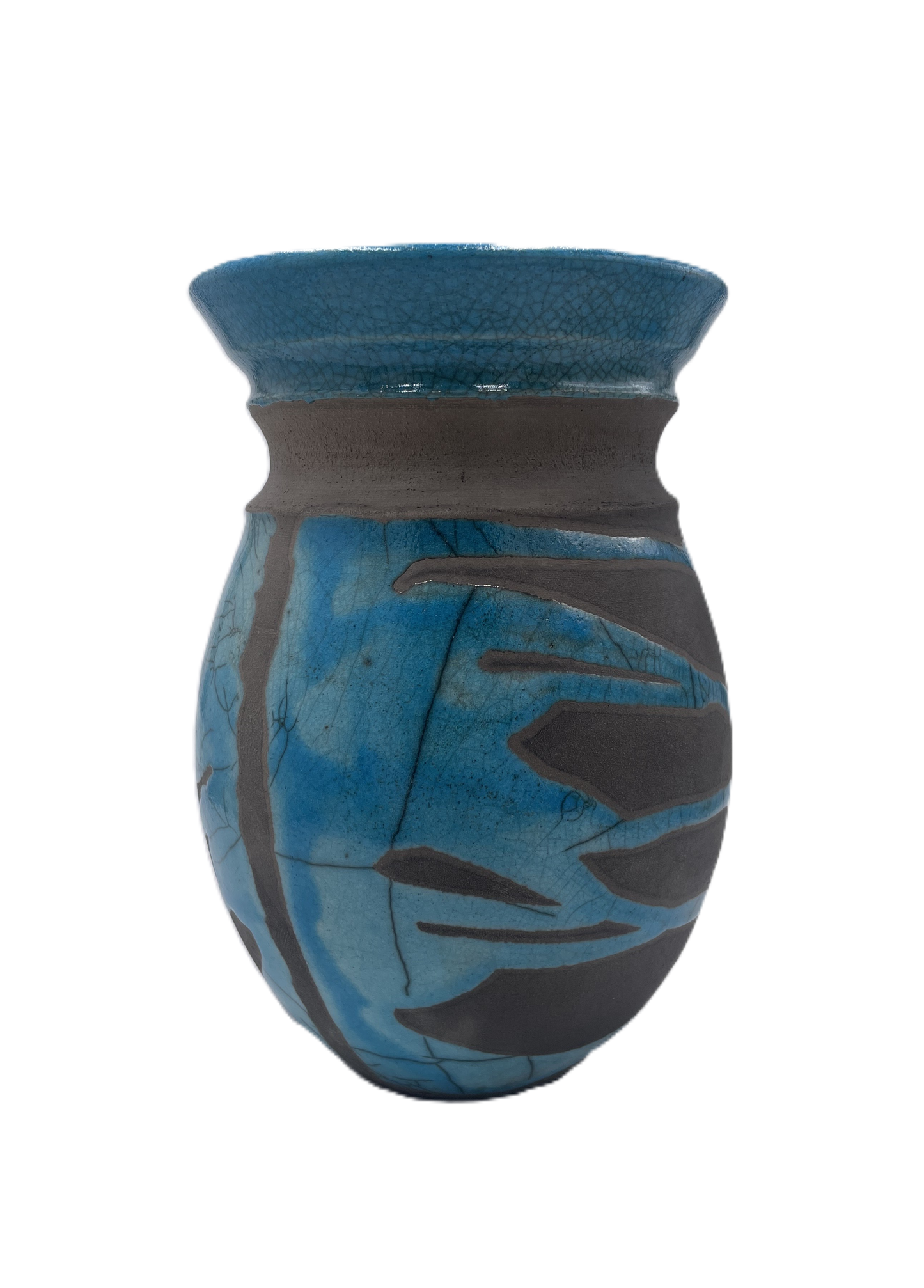 Medium Turquoise Raku Vase with Flared Rim SB