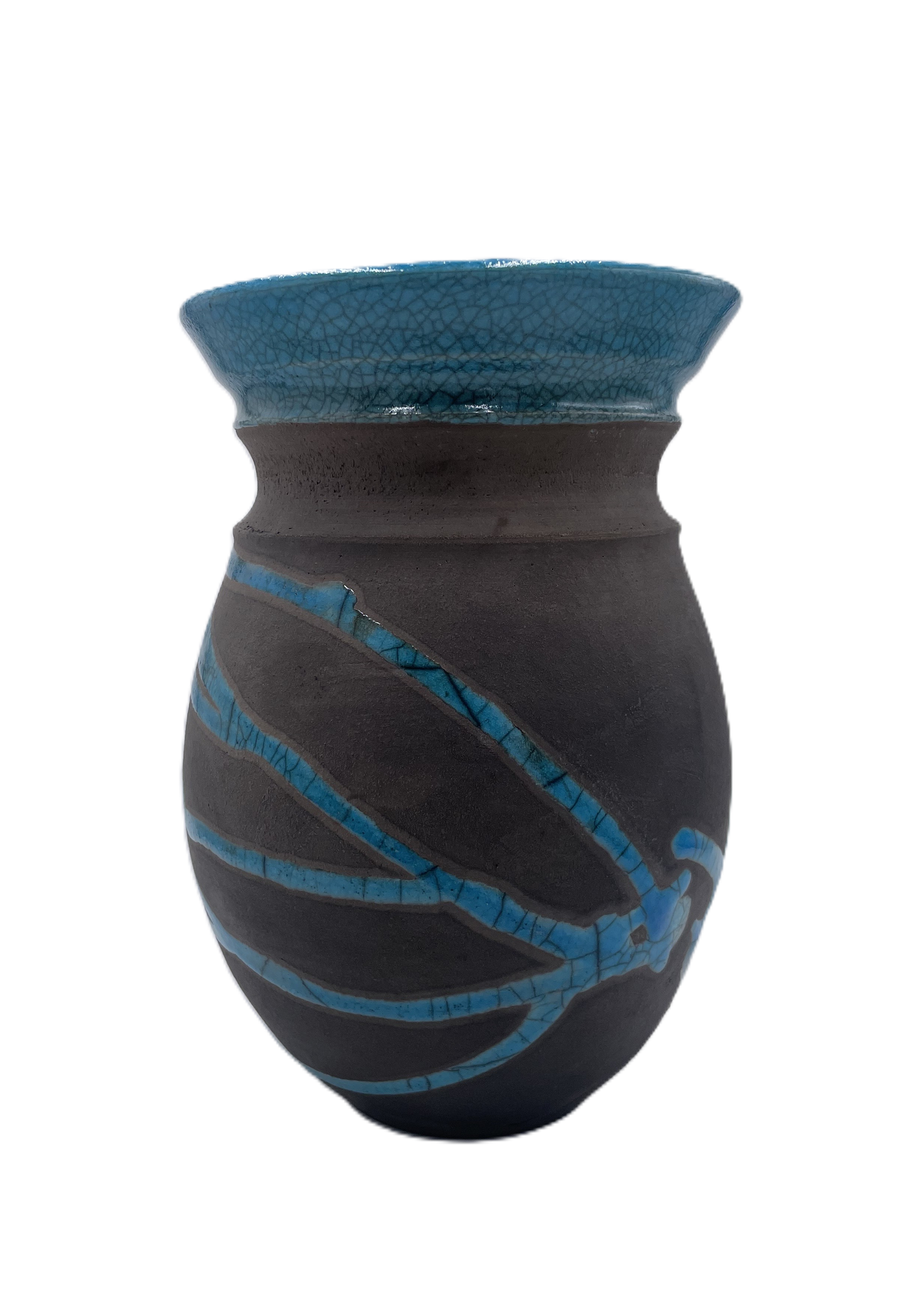 Medium Turquoise Raku Vase with Flared Rim SB
