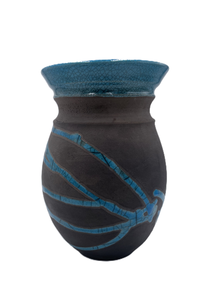Medium Turquoise Raku Vase with Flared Rim SB