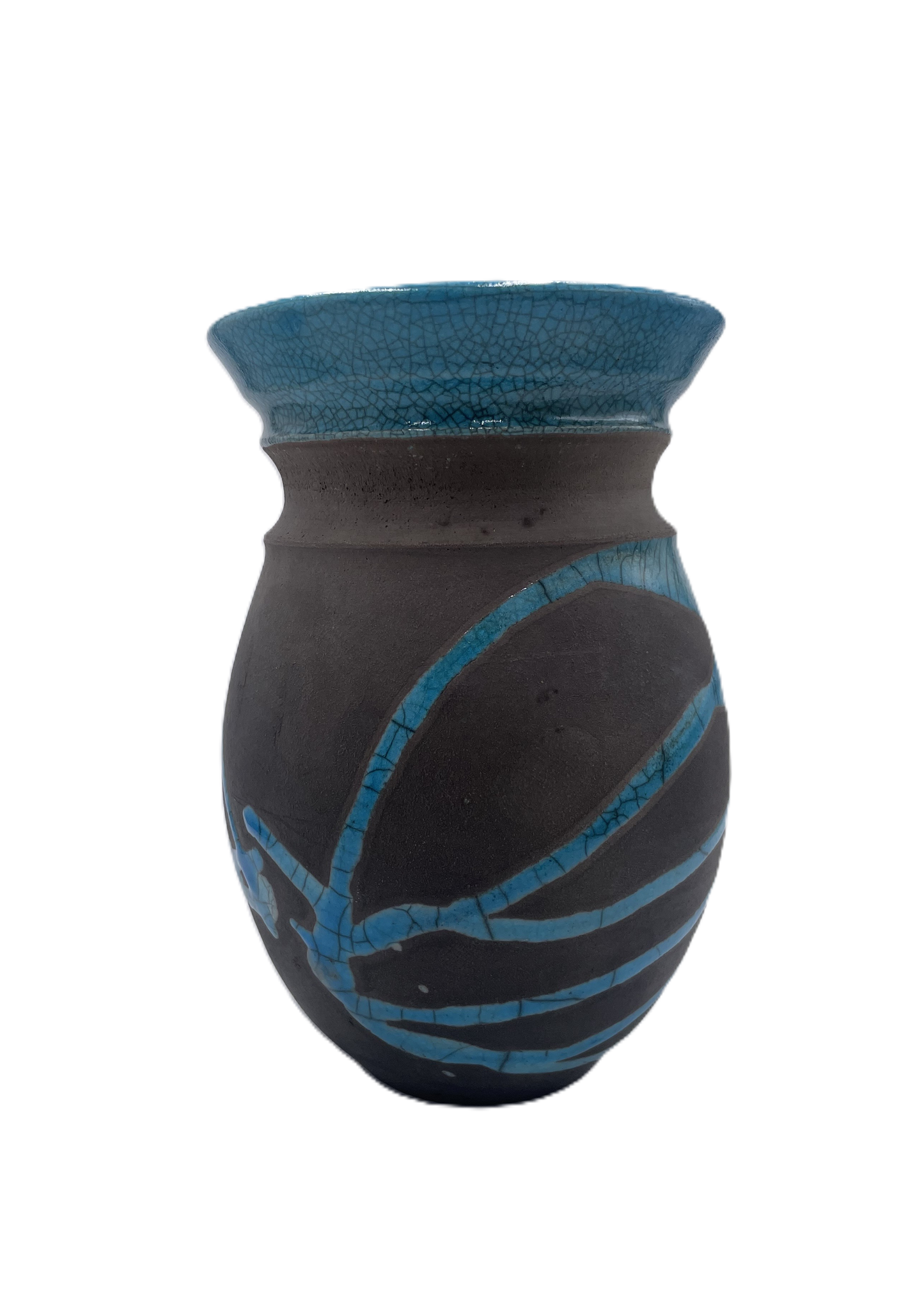 Medium Turquoise Raku Vase with Flared Rim SB
