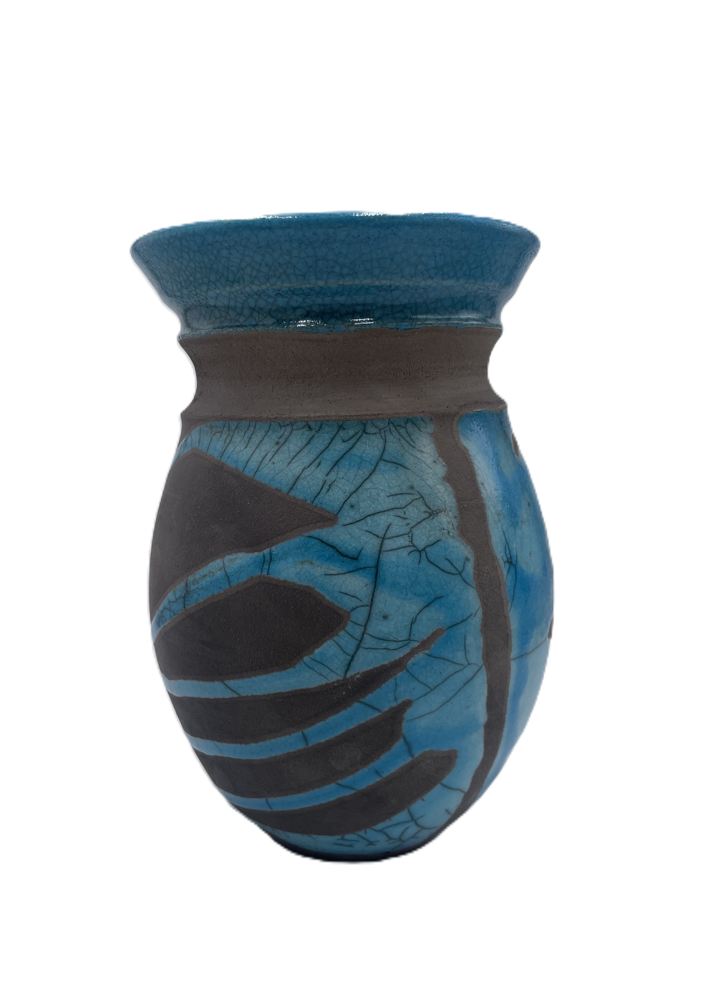 Medium Turquoise Raku Vase with Flared Rim SB