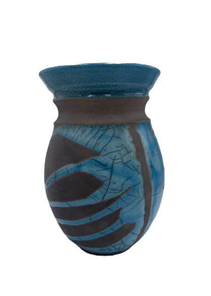 Medium Turquoise Raku Vase with Flared Rim SB