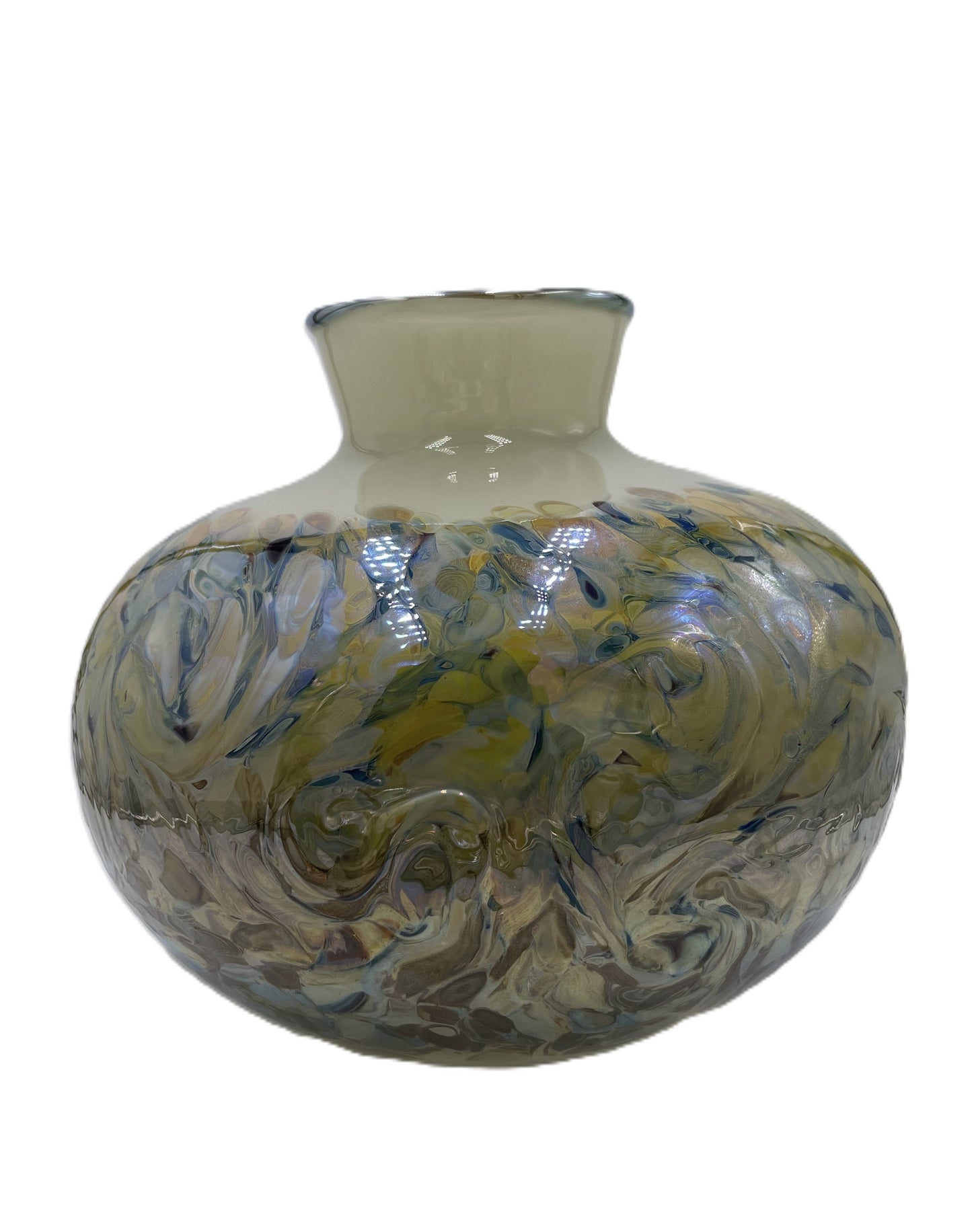 Green Iridescent Swirl Vase JD