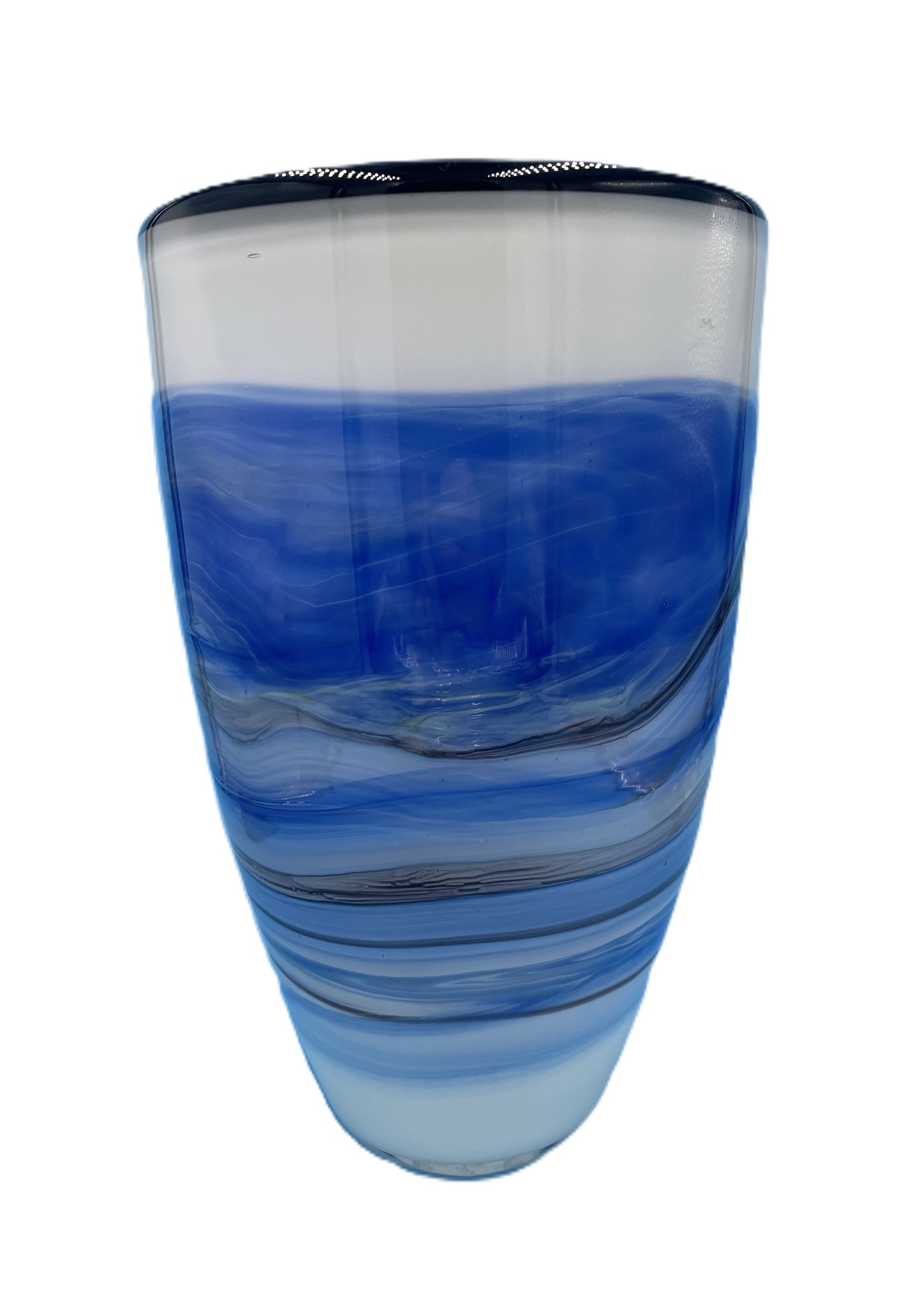White/Blue Black Rim Glass Vase JD