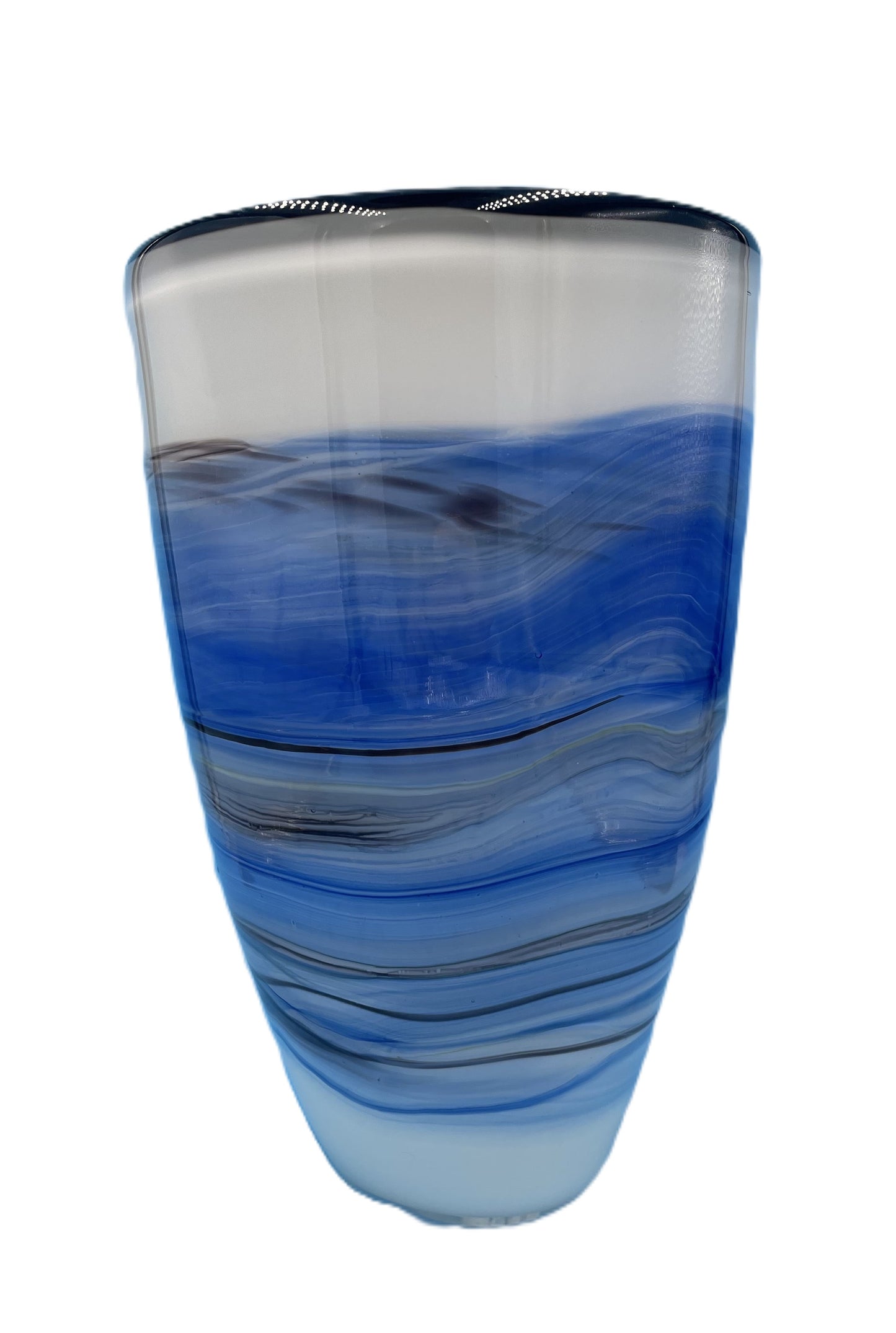 White/Blue Black Rim Glass Vase JD