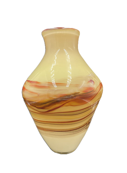 Tan and Brown Stripe Vase JD
