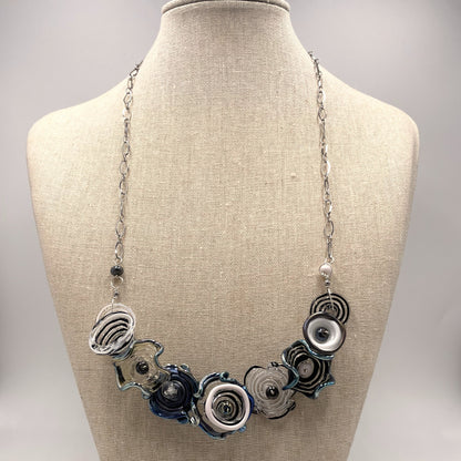 Large Glass Octopus Garden Necklace in Black and White by Lisa Inglert