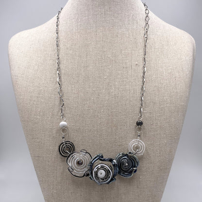 Small Glass Octopus Garden Necklace in Black and White by Lisa Inglert