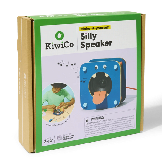 KiwiCo Silly Speaker kit packaging on a white background