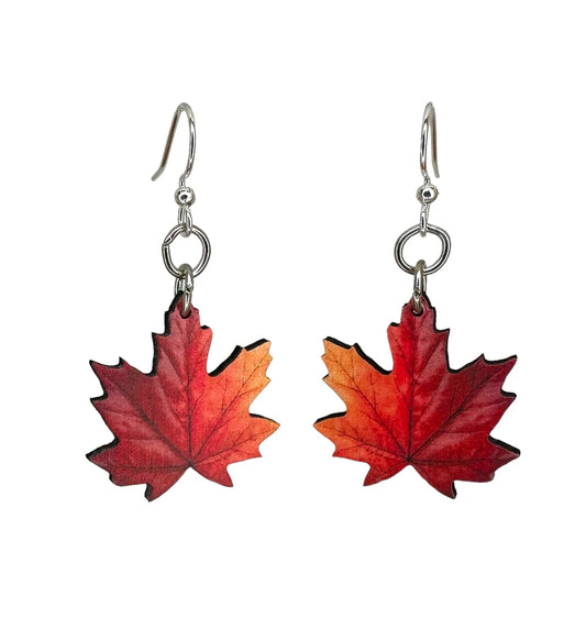 Maple Leaf Wood Earrings