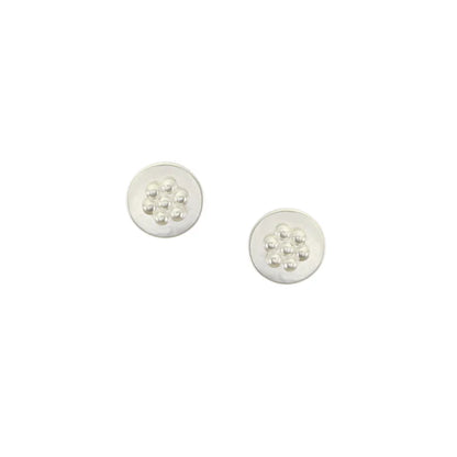 Studded Silver Disc Post Earrings