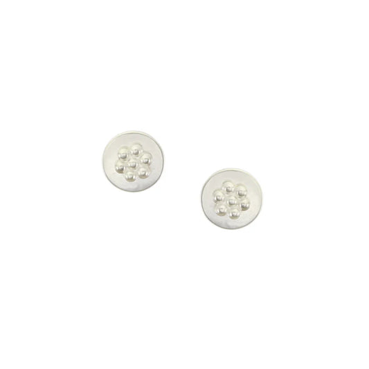 Studded Silver Disc Post Earrings