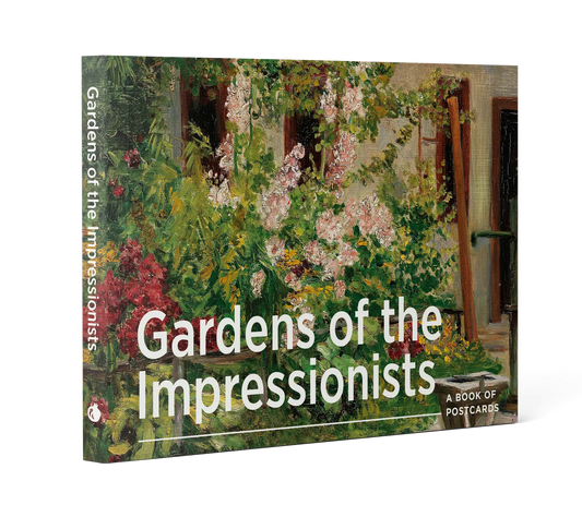 Book of postcards titled 'Gardens of the Impressionists' with a garden scene on the cover.