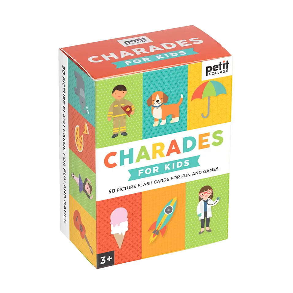 A colorful box featuring small icons and the words "Charades for Kids"
