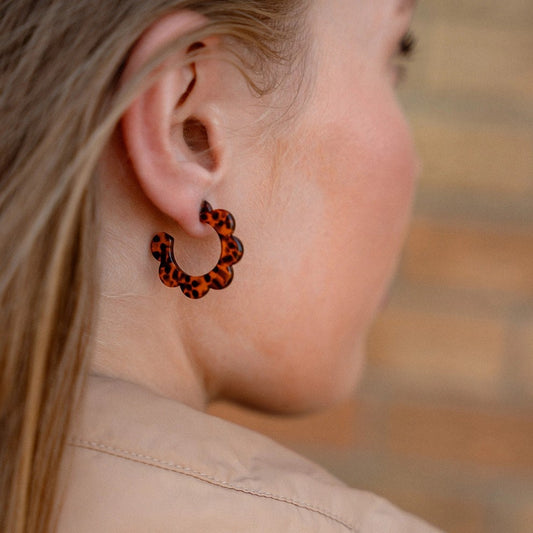 Amber Flora Mini Hoop Earrings
