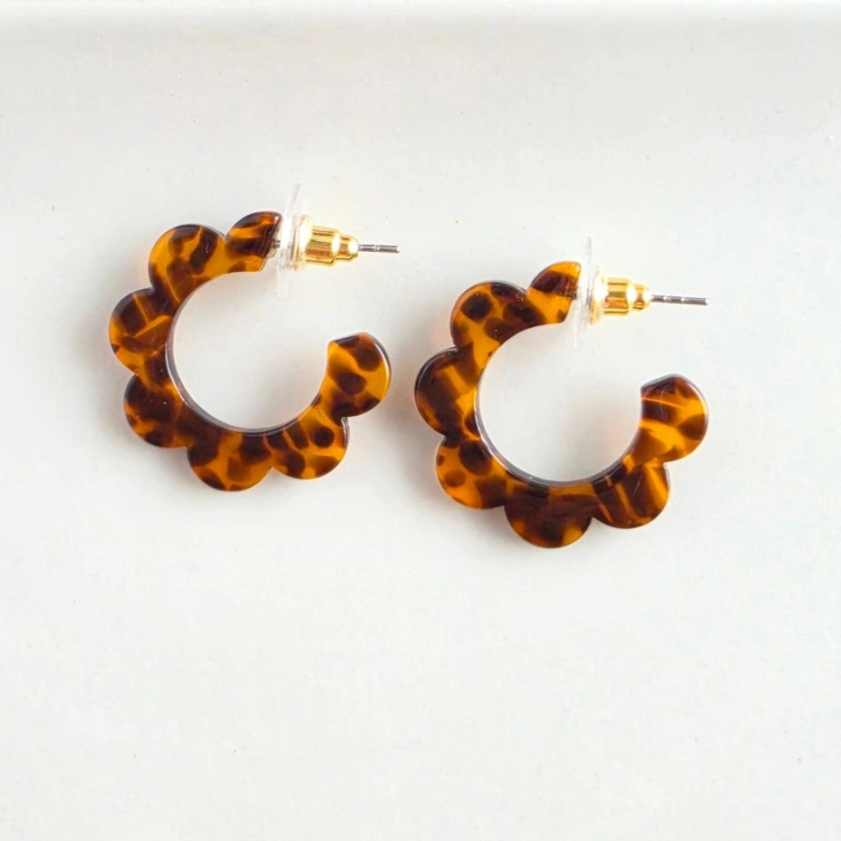 Amber Flora Mini Hoop Earrings