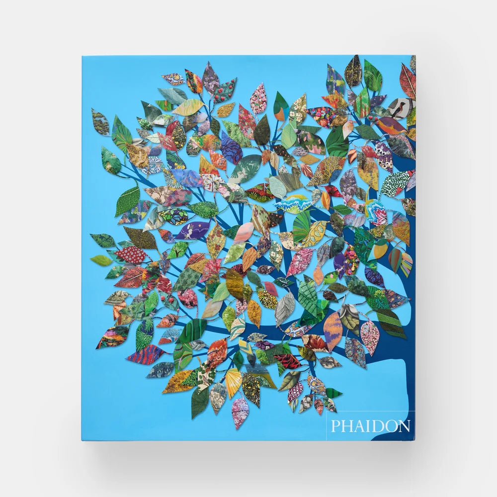 Colorful leaf pattern on a blue background with 'Phaidon' branding