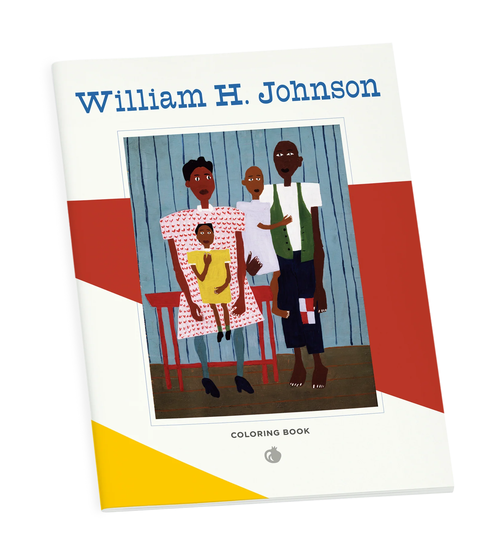Coloring book cover with illustration of a family and 'William H. Johnson' text