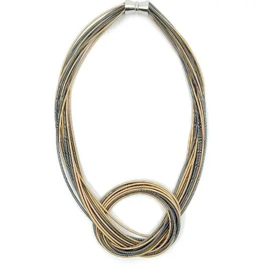 Champagne and Slate Piano Wire Knot Necklace