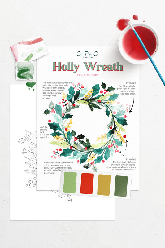 Holly Wreath Watercolor Painting Kit