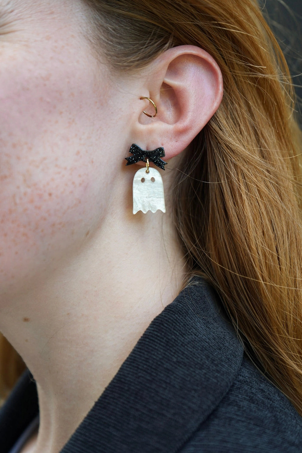 Mini Bow Ghost Earrings