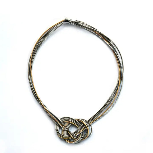 Silver, Gold, Bronze Figure 8 Knot Necklace