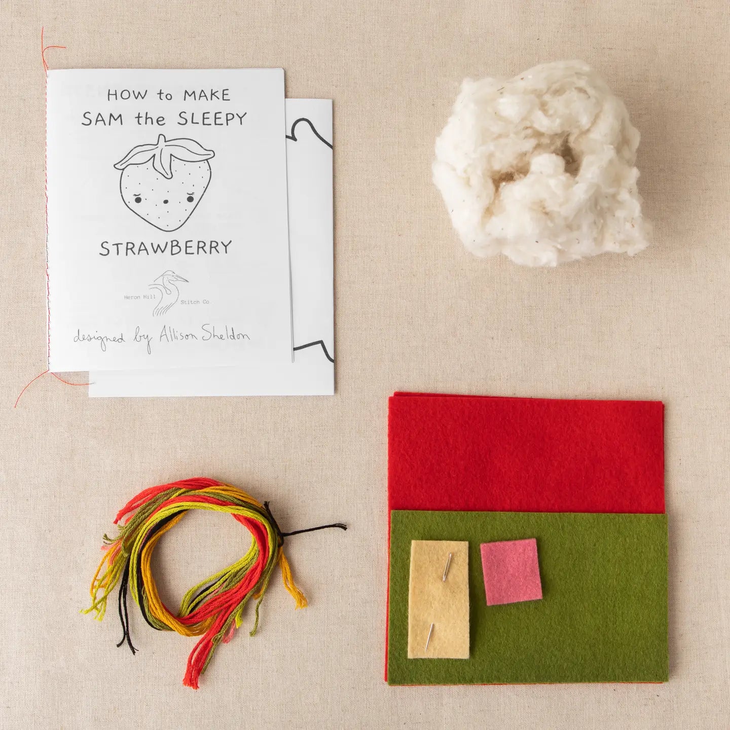 Sam the Sleepy Strawberry Felt Sewing Kit